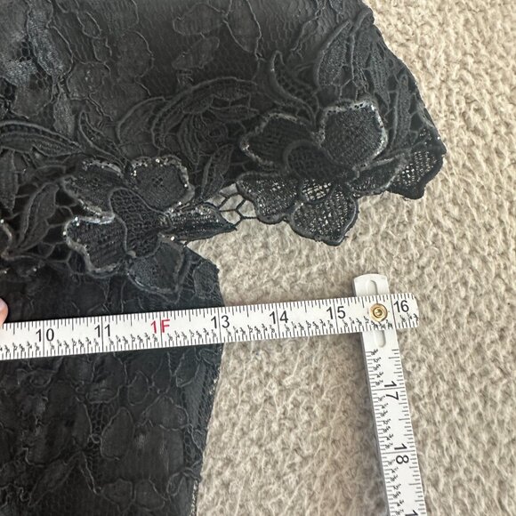 Vintage 80s Lace Gown Boat Neck Off Shoulder Pettiskirt Witchy Goth - Picture 3 of 14